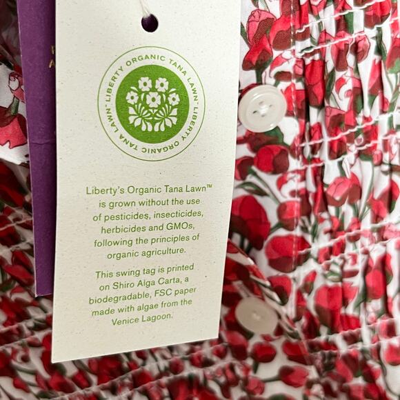 J. Crew X Liberty Fabrics Smocked Button Up Top Women XXS Red Eliza Floral Print - Picture 12 of 14